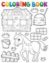 Coloring book horse and related objects Royalty Free Stock Photo