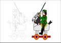 Coloring book-horse and soldier