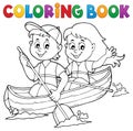 Coloring book kids in boat theme 1