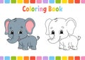 Coloring book for kids. Cheerful character. Vector illustration. Cute cartoon style. Fantasy page for children. Black contour Royalty Free Stock Photo