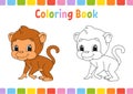 Coloring book for kids. Cheerful character. Vector illustration. Cute cartoon style. Fantasy page for children. Black contour Royalty Free Stock Photo