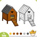 Coloring book for kids, Chicken wooden coop