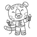 Coloring book for kids, Chinese New Year, Tiger and fireworks Royalty Free Stock Photo