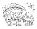 Coloring book for kids, Chinese New Year, Tiger, Ox, Rabbit with decorations Royalty Free Stock Photo