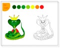 coloring book for kids, cute cartoon snake queen. vector isolated on a white background. Royalty Free Stock Photo