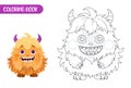 Coloring book for kids. Cute funny monster. Royalty Free Stock Photo