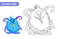 Coloring book for kids. Cute funny monster. Royalty Free Stock Photo