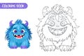 Coloring book for kids. Cute funny monster. Royalty Free Stock Photo