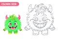 Coloring book for kids. Cute funny monster. Royalty Free Stock Photo