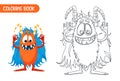 Coloring book for kids. Cute funny monster. Royalty Free Stock Photo