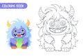 Coloring book for kids. Cute funny monster. Royalty Free Stock Photo