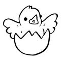 Coloring book for kids, Cute little chick hatched from egg