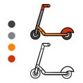 Coloring book for kids, Kick scooter Royalty Free Stock Photo