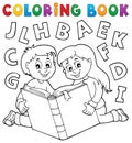 Coloring book kids and literature theme