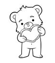 Coloring book for kids, Loving bear with valentine card