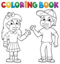 Coloring book kids in medical masks 1