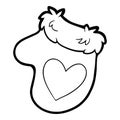 Coloring book for kids, Mitten with a heart sign Royalty Free Stock Photo