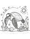 coloring book for kids sea turtle swimming in water Royalty Free Stock Photo