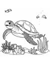 coloring book for kids sea turtle swimming in water Royalty Free Stock Photo