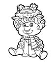 Coloring book for kids, Sheep and hat Royalty Free Stock Photo