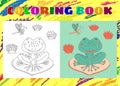 Coloring Book for Kids. Sketchy little frog sits on a leaf