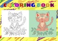 Coloring Book for Kids. Sketchy little pink tiger cub