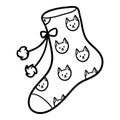 Coloring book for kids, Sock with cat pattern