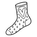 Coloring book for kids, Sock with a heart sign