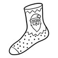 Coloring book for kids, Sock with Santa Claus