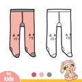 Coloring book, Kids tights with kitty knee