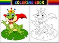 Coloring book king frog cartoon Royalty Free Stock Photo