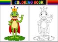 Coloring book king frog cartoon Royalty Free Stock Photo