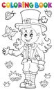 Coloring book leprechaun girl theme 1