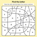 Coloring book letter for kids. Worksheet for preschool, kindergarten and school age.