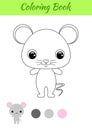 Coloring book little baby mouse. Coloring page for kids. Educational activity for preschool years kids and toddlers with cute Royalty Free Stock Photo