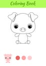 Coloring book little baby pig sitting. Coloring page for kids. Educational activity for preschool years kids and toddlers with Royalty Free Stock Photo