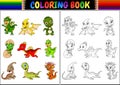 Coloring book with little dinosaur cartoon collection Royalty Free Stock Photo