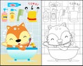 Cartoon fox in the bathroom Royalty Free Stock Photo