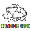 Coloring book of little funny hedgehog