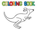Coloring book of little funny kangaroo