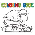 Coloring book of little funny sheep