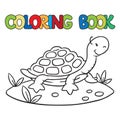 Coloring book of little funny turtle