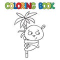 Coloring book of little panda on bamboo Royalty Free Stock Photo