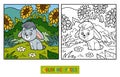 Coloring book, little rabbit and background