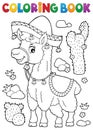 Coloring book llama in sombrero