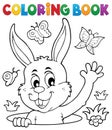 Coloring book lurking Easter bunny