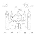 Coloring book magic castle design for kids