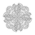 Coloring book, mandala, fantastic flower, Mehndi flower pattern . Ornate hand-drawn vector illustration