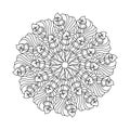 Coloring book, mandala, fantastic flower, Mehndi flower pattern . Ornate hand-drawn vector illustration Royalty Free Stock Photo