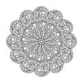 Coloring book, mandala, fantastic flower, Mehndi flower pattern . Ornate hand-drawn vector illustration Royalty Free Stock Photo